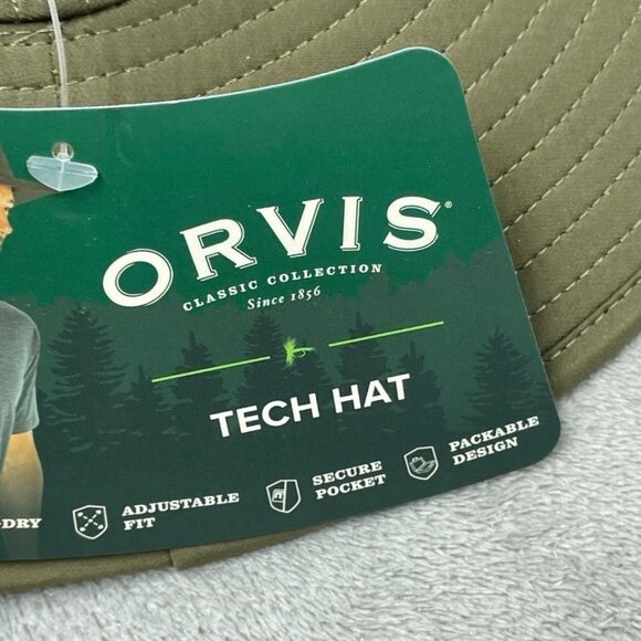 Orvis Tech Hat With UPF 50+ Quick-Dry Adjustable Fit Floats Olive Green a0304 - Picture 2 of 6
